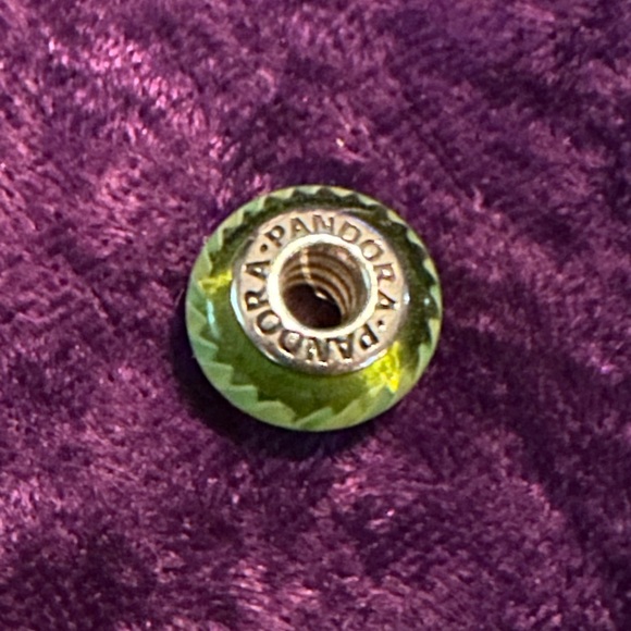 Authentic Sterling Silver 925 Ale Pandora green and white zigzag glass Murano - Picture 2 of 6
